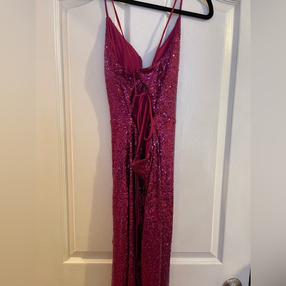 Lulus Pink Sequin Form Fitting Dress with Side Slit - Picture 5 of 5